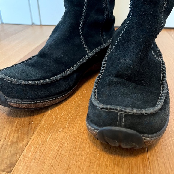 Timberland Black Fauna Tall Suede Moccasin Boots Shearling Lined - Picture 3 of 7